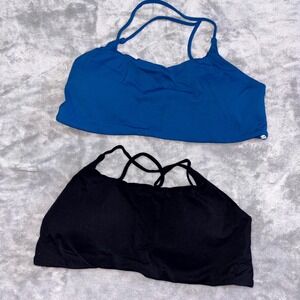 Women's Sports Bra Bundle Lot of 2 Size Large Black Blue Athletic Activewear